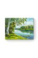 Картина по номерам на подрамнике «Береза у реки» 35x25 см