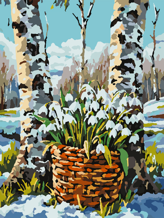 Картина по номерам без подрамника «Подснежники» 25x20 см