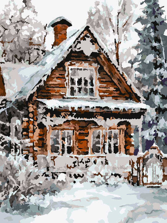 Картина по номерам без подрамника «Зимний дом» 25x20 см