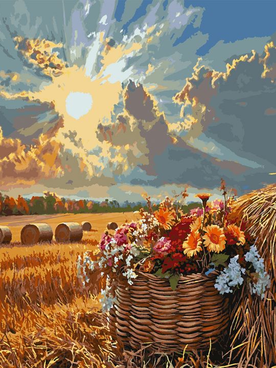 Картина по номерам без подрамника «Стога пшеницы» 130x100 см