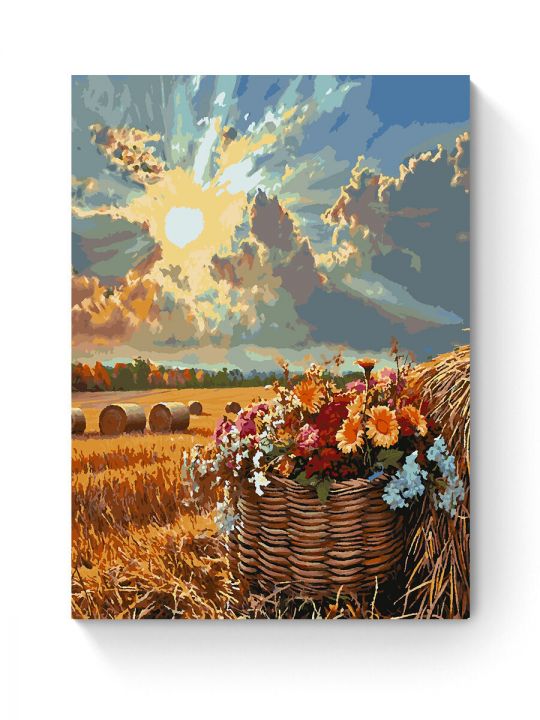 Картина по номерам на подрамнике «Стога пшеницы» 90x70 см