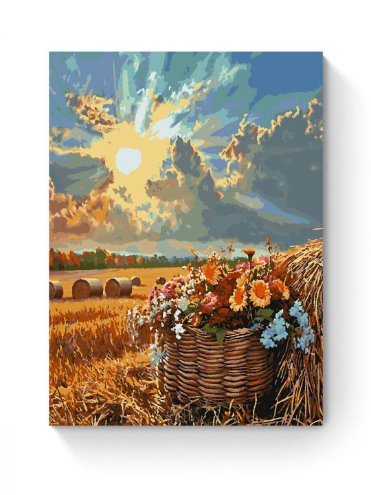 Картина по номерам на подрамнике «Стога пшеницы» 80x60 см