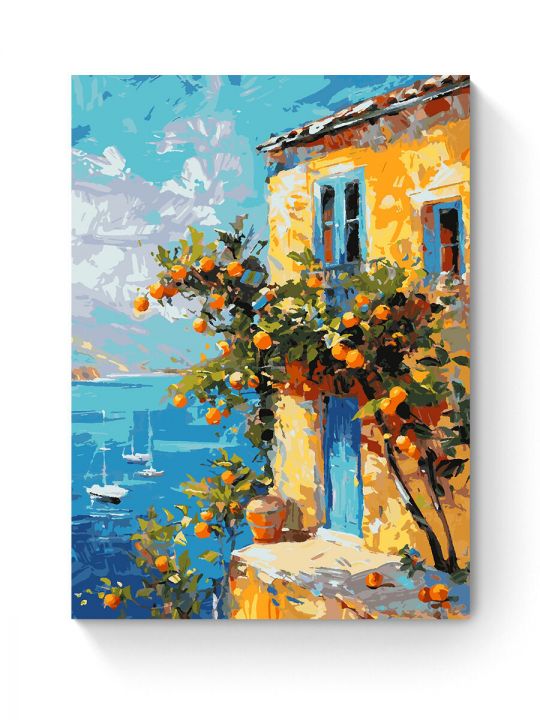 Картина по номерам на подрамнике «Домик у моря» 80x60 см