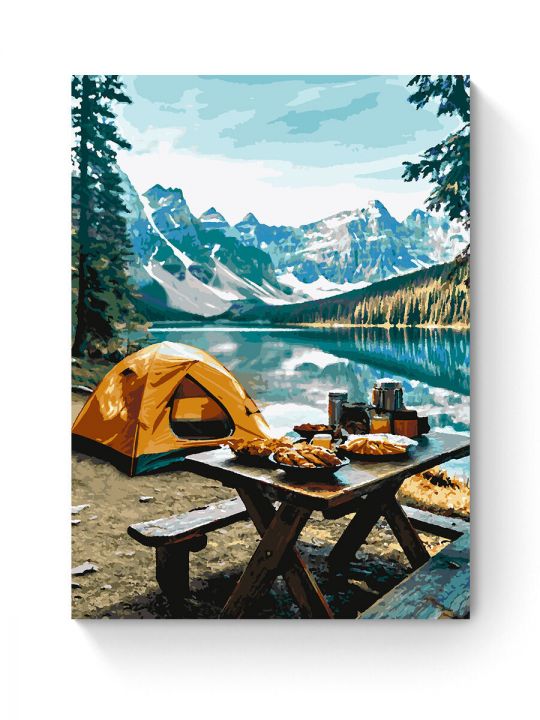 Картина по номерам на подрамнике «Кемпинг» 80x60 см