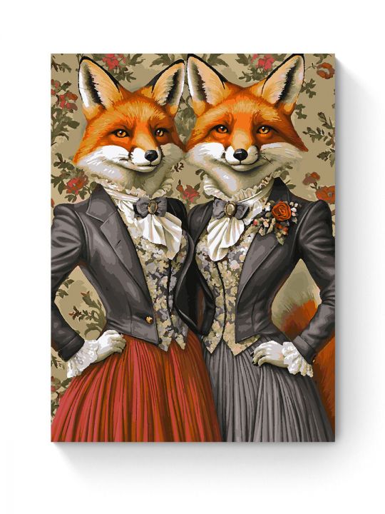 Картина по номерам на подрамнике «Сестры лисицы» 90x70 см
