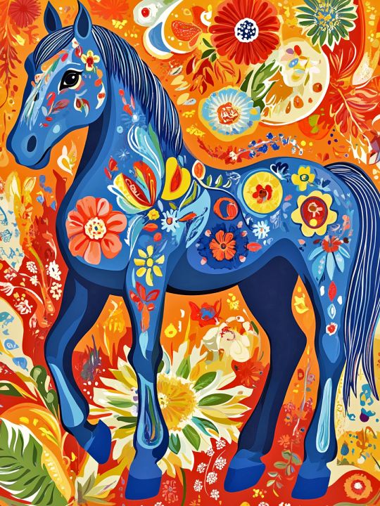 Алмазная мозаика без подрамника «Городецкий конь» 25x20 см