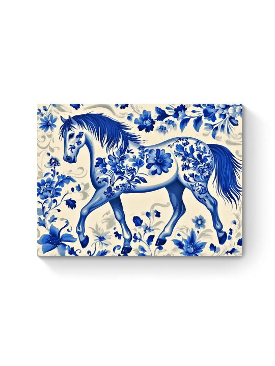 Алмазная мозаика на подрамнике «Гжель лошадка» 50x40 см