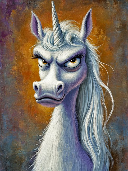 Алмазная мозаика без подрамника «Злая единорожка» 50x40 см