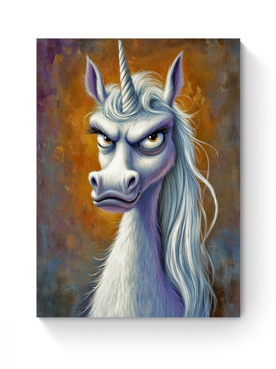 Алмазная мозаика на подрамнике «Злая единорожка» 90x70 см