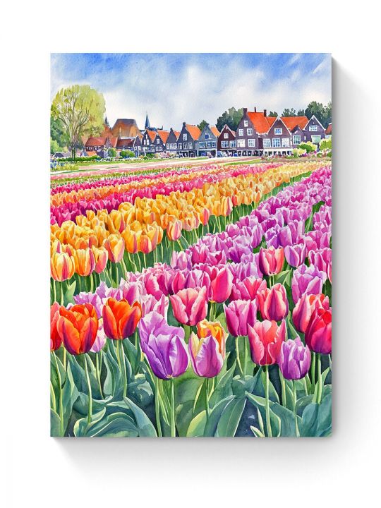 Алмазная мозаика на подрамнике «Море тюльпанов» 35x25 см