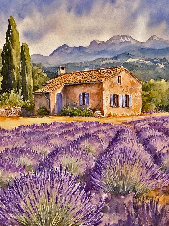 Алмазная мозаика без подрамника «Лавандовое поле» 60x45 см