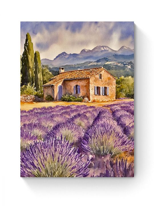 Алмазная мозаика на подрамнике «Лавандовое поле» 80x60 см