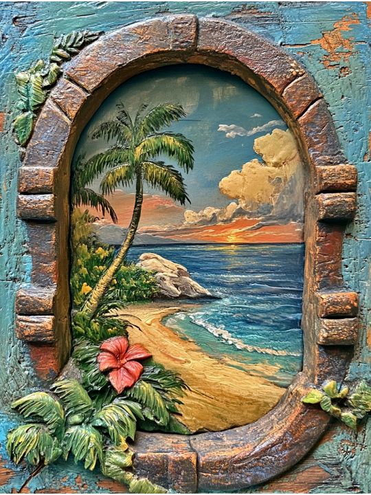 Алмазная мозаика без подрамника «Райский вид» 50x40 см