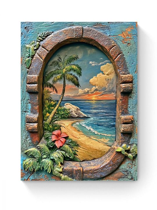 Алмазная мозаика на подрамнике «Райский вид» 40x30 см