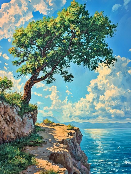 Алмазная мозаика без подрамника «На скале» 130x100 см