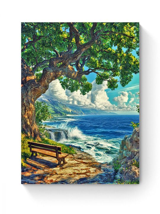 Алмазная мозаика на подрамнике «Привал на утесе» 70x50 см