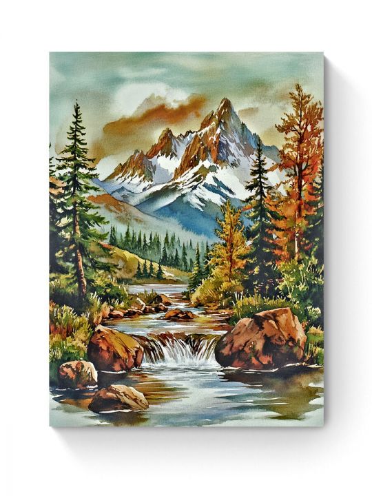 Алмазная мозаика на подрамнике «Горная речка» 80x60 см