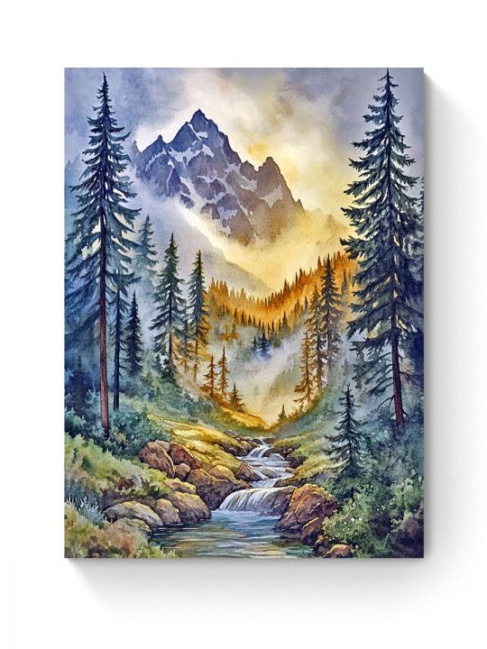 Алмазная мозаика на подрамнике «Горный ручей» 70x50 см