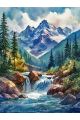 Алмазная мозаика без подрамника «Горная река» 50x40 см