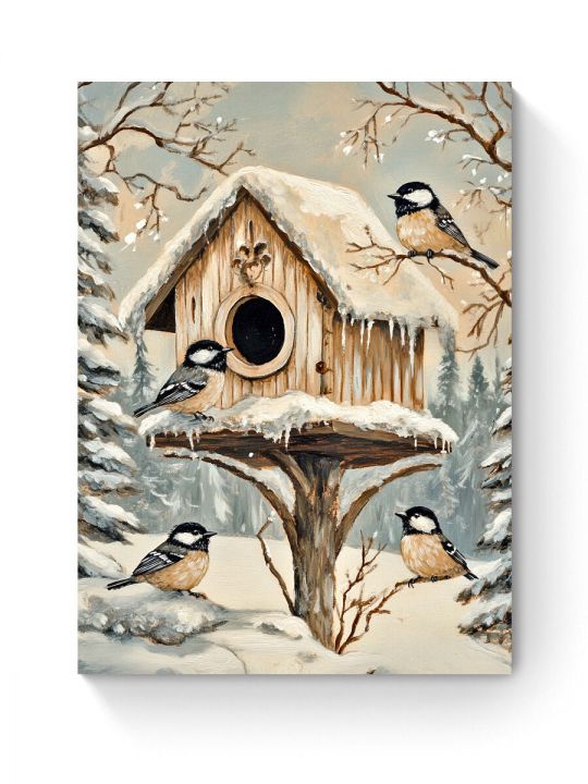 Алмазная мозаика на подрамнике «Синички» 35x25 см