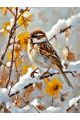 Алмазная мозаика без подрамника «Воробушек» 25x20 см