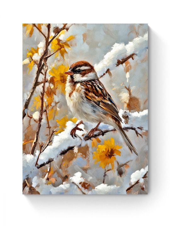 Алмазная мозаика на подрамнике «Воробушек» 90x70 см