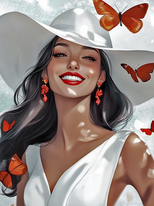 Алмазная мозаика без подрамника «Леди-лето» 90x70 см