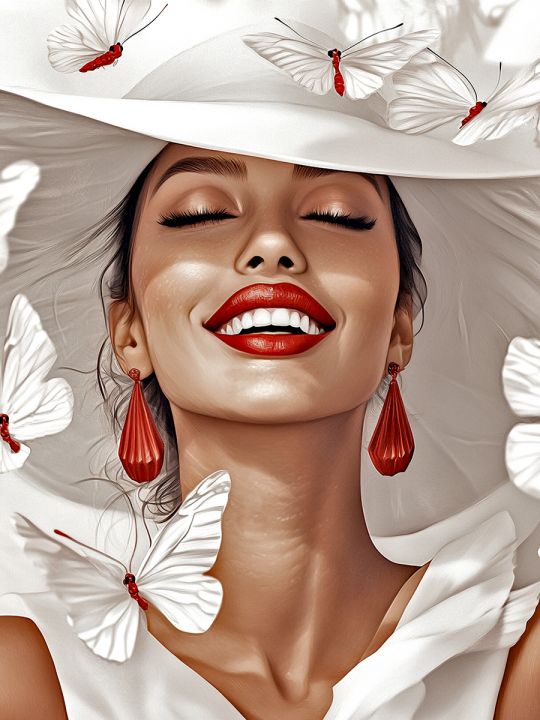 Алмазная мозаика без подрамника «Леди в белом» 50x40 см