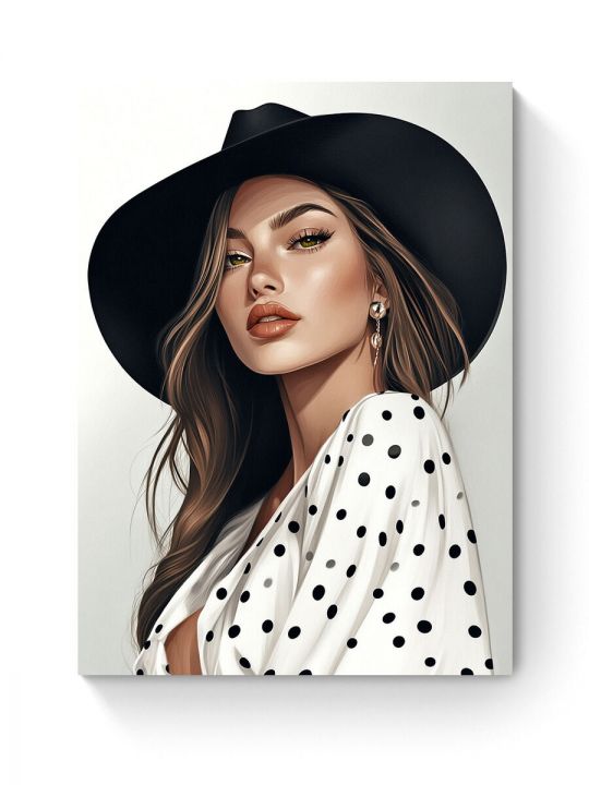 Алмазная мозаика на подрамнике «Леди в шляпе» 80x60 см