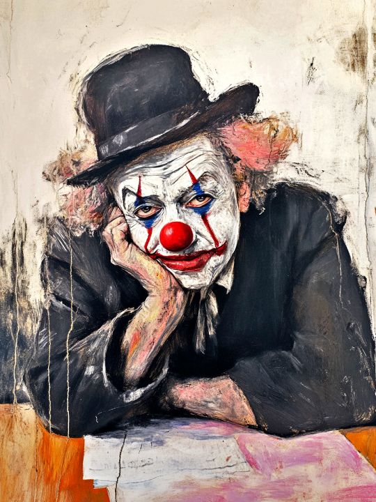 Алмазная мозаика без подрамника «Уставший клоун» 60x45 см