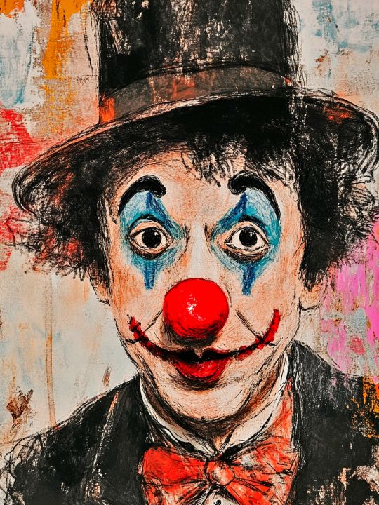 Алмазная мозаика без подрамника «Бродячий клоун» 40x30 см