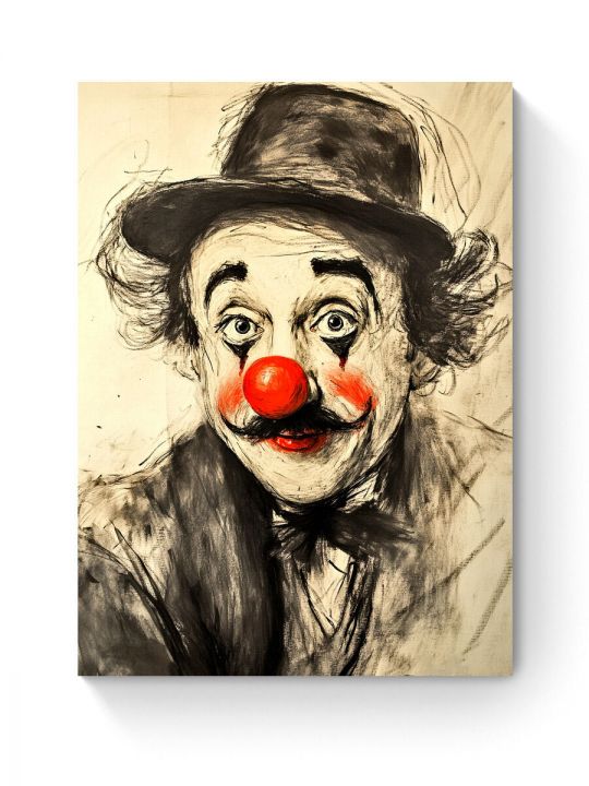 Алмазная мозаика на подрамнике «Грустный клоун» 50x40 см