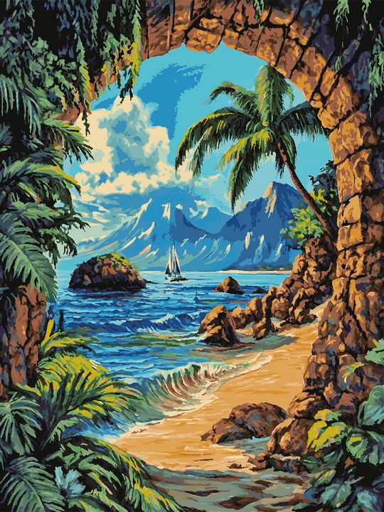 Картина по номерам без подрамника «Райский вид» 130x100 см