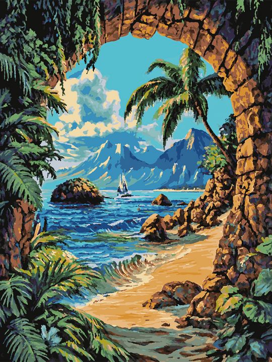 Картина по номерам без подрамника «Райский вид» 80x60 см