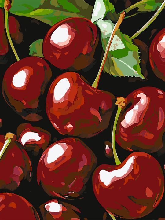 Картина по номерам без подрамника «Спелая вишня» 90x70 см