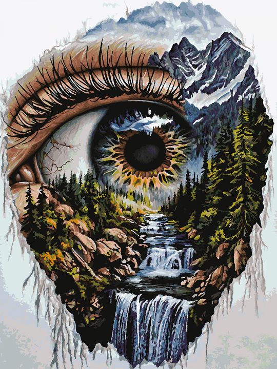 Картина по номерам без подрамника «Взгляд на мир» 130x100 см