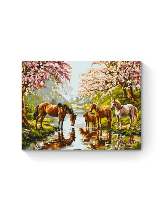 Картина по номерам на подрамнике «Дикие лошади» 80x60 см