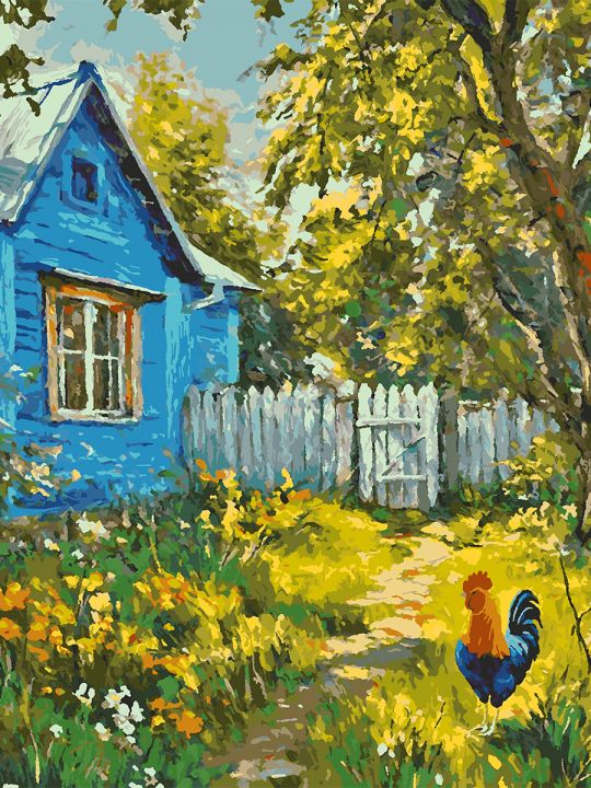 Картина по номерам без подрамника «Деревенька» 90x70 см