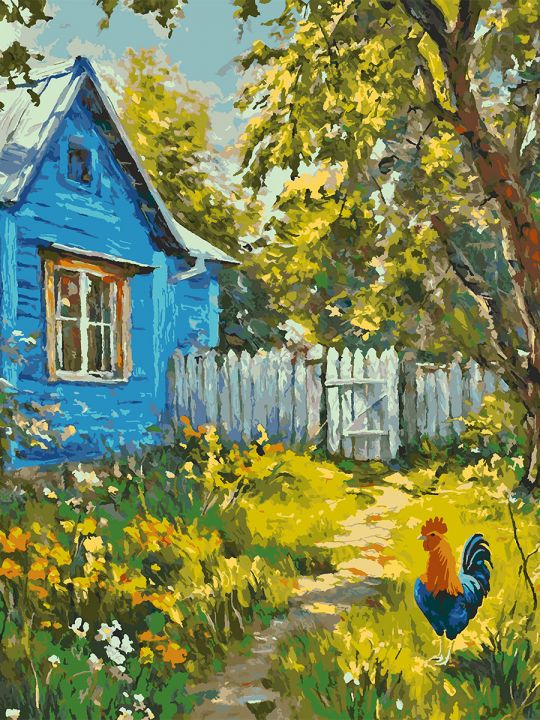 Картина по номерам без подрамника «Деревенька» 130x100 см