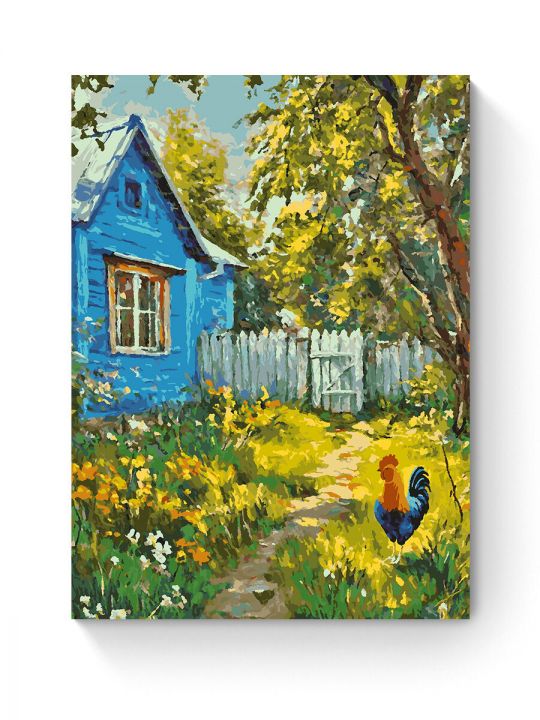 Картина по номерам на подрамнике «Деревенька» 80x60 см