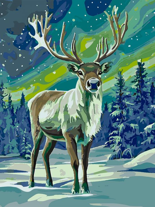 Картина по номерам без подрамника «Олень» 80x60 см