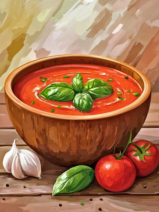 Алмазная мозаика без подрамника «Суп гаспачо» 50x40 см