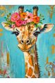 Алмазная мозаика на подрамнике «Цветочный жираф» 90x70 см