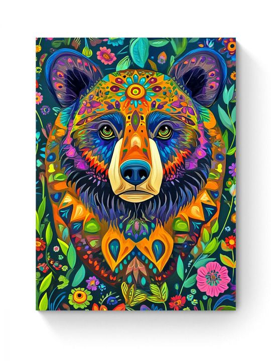 Алмазная мозаика на подрамнике «Тотем Медведь» 70x50 см