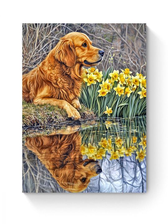 Алмазная мозаика на подрамнике «Голден ретривер» 70x50 см