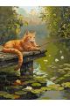 Картина по номерам без подрамника «Кот-рыбак» 90x70 см
