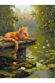 Картина по номерам без подрамника «Кот-рыбак» 80x60 см