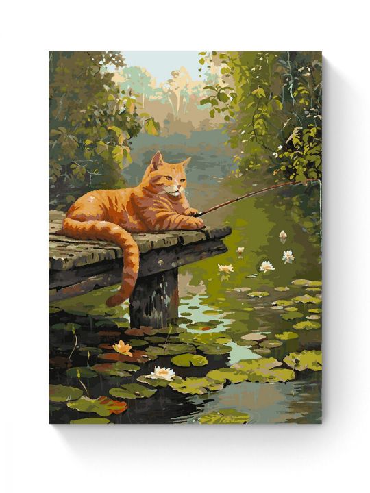 Картина по номерам на подрамнике «Кот-рыбак» 80x60 см