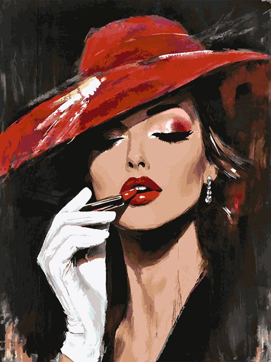 Картина по номерам без подрамника «Леди в шляпе» 130x100 см