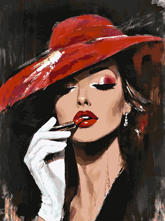 Картина по номерам без подрамника «Леди в шляпе» 80x60 см